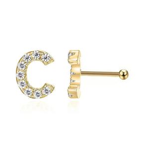 Piercing de Nariz Unissex de Luxo Leve, Estilo Europeu, com 26 Letras do Alfabeto Inglês, em Tungstênio com Micro Zircônias, Agulha Reta, Moderno e Descolado - Product Image 5