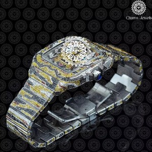 Montre de luxe en moissanite personnalisée pour exportateur indien, idéale pour événements, bureau et fêtes, disponible à bon prix - Product Image 1