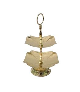 เซิร์ฟเวอร์ยืนเค้ก2ชั้นแฟนซี2ชั้น,แท่นวางเค้กทองเหลืองเงางามสไตล์อินเดียคลาสสิกดีไซน์ทันสมัย - Product Image 2