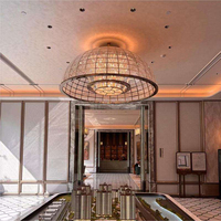 Lustre en verre sphérique artistique de luxe personnalisé avec motif de glace, luminaire suspendu LED pour hôtel, villa, hall d'entrée, comptoir de bar