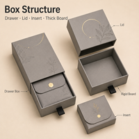 Boîtes cadeaux rigides personnalisées pour bijoux, boîte en carton avec laminage mat et dorure à chaud, avec pochette en microfibre pour l'emballage de bijoux en détail
