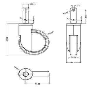 6-Zoll 150-mm Zentralschloss-Medizinschlafstellen leiser TPR-Radräder Gesamtbremse Richtungsbahn-Wohnwagen Krankenhausbetten Werkstatt Bremsen - Product Image 4