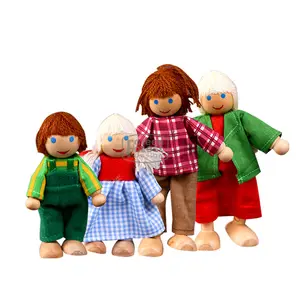 wooden puppet doll toys for girls in family doll house