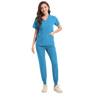 Women Scrub Set V-Neck Short Sleeve With Pockets Moisture Wicking Hospital Uniforms For Nurse Medical Staff Split Set - Product Image 4