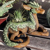 Produits populaires 2024 nouveauté résine dragon en forme de fleur vase jardin ornement pots sculptures décoratives maison