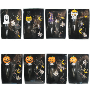 Chenxusheng Halloween Wine Stopper With Glass Ring Set Pumpkin Shape Reusable Bottle For Party Decor - Product Image 1