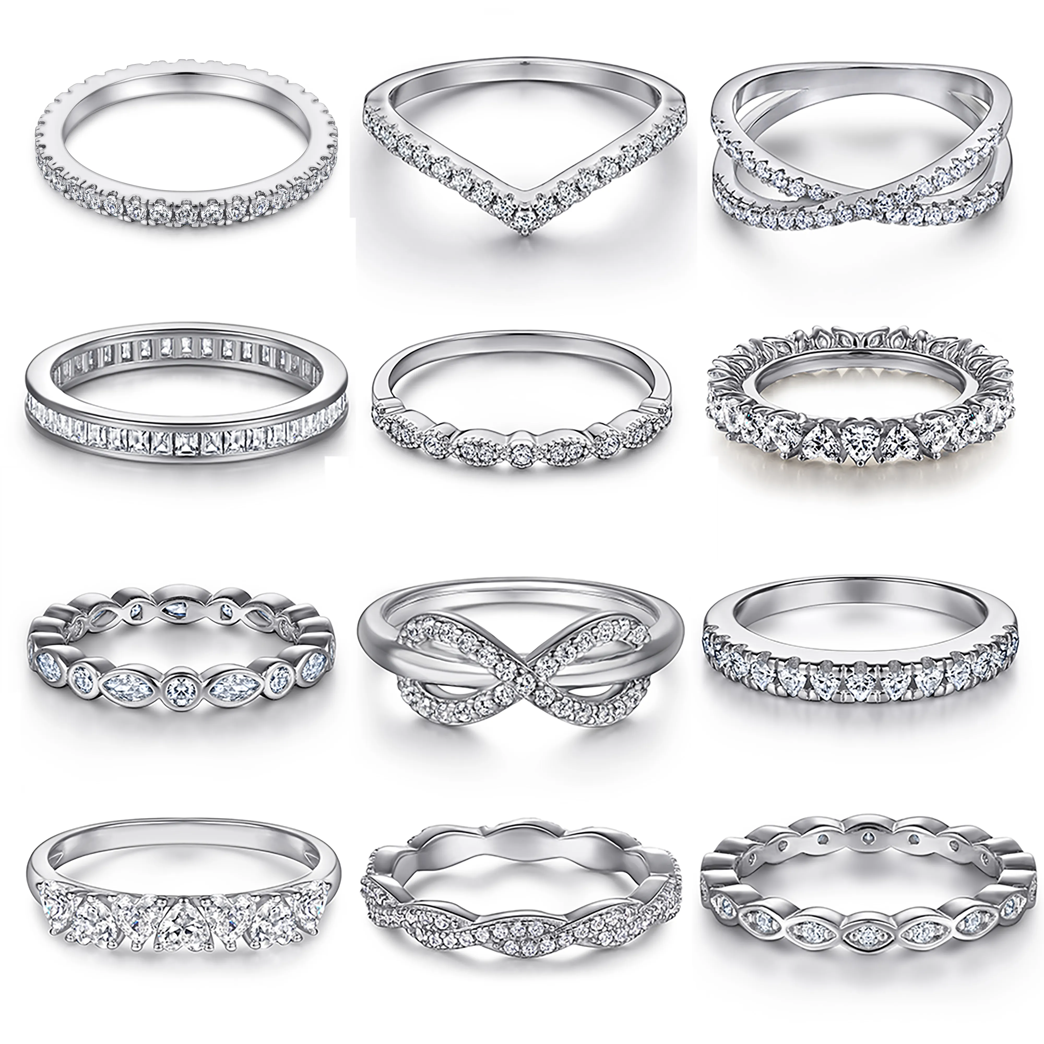 Адаптируемые под требования заказчика модные ювелирные изделия стерлингового серебра 925 кольцо позолоченные Свадебные кольца комплект ювелирных изделий для женщин
