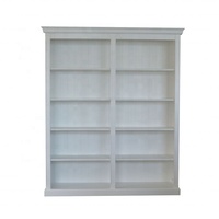 W5908 Bibliothèque en bois massif de chêne antique français, petite et blanche, pour salon et usage scolaire, multifonctionnelle