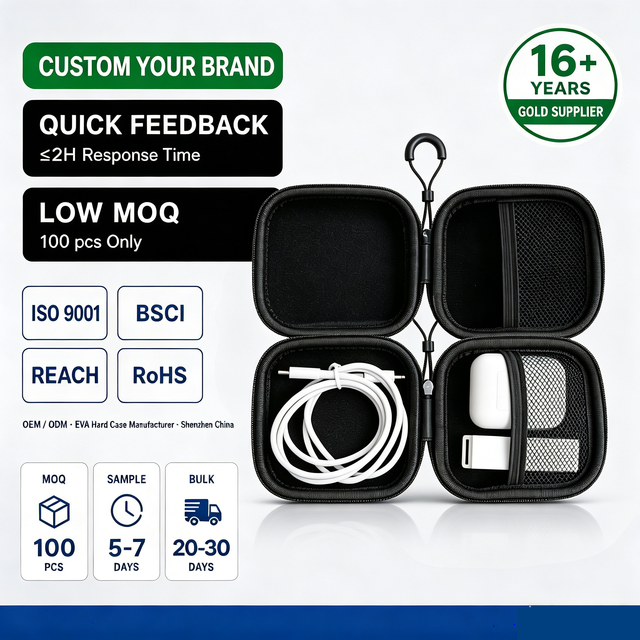 OEM Special Purpose Headphone Zipper Carrying Case Shockproof Earbuds Pouch for Earphone Storage