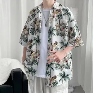 Thin Breathable Summer Resort Island Shirts Men Full Print Souvenir Hawaii Shirts For Beach