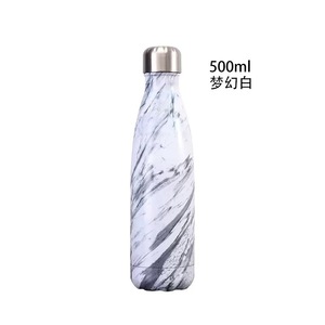 Logo personnalisé gobelet en acier inoxydable à double paroi motif de marbre sport <span class=keywords><strong>Cola</strong></span> forme bouteille d'eau arrière école vide café thermique - Product Image 2