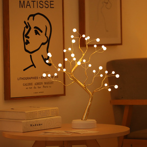 20 "masa Bonsai ağacı <span class=keywords><strong>LED</strong></span> gece masa lambası 36 inciler bakır tel IP44 anma yapay noel ışıkları dekoratif aydınlatma - Product Image 1