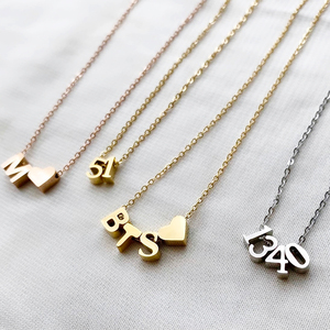 Thép không gỉ 14k vàng PVD mạ liên kết Chuỗi vòng cổ titan thép tự làm tùy chỉnh trái tim và thư Mặt dây chuyền dropshipping - Product Image 5