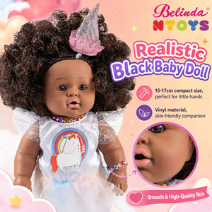 Poupée Bébé Personnalisée Belinda en Vinyle Noir, Ensemble Bébé Réaliste avec Accessoires, Cadeau pour Filles - Product Image 4