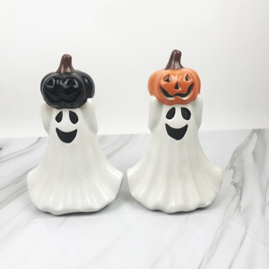 Fantasma in ceramica di fabbrica con decorazione di Halloween in ceramica divertente zucca - Product Image 1