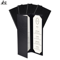 Protège-menus de restaurant en cuir PU, format 4,25 x 14 pouces, à trois volets, avec coins biseautés, pour listes de vins, bars et cocktails