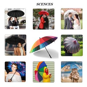 Factory Wholesale 24 Strong Ribs <b>Windproof</b> Fiberglass Golf <b>Umbrella</b> Automatic Sun Protection Straight Handle Golf <b>Umbrella</b> With - Product Image 4