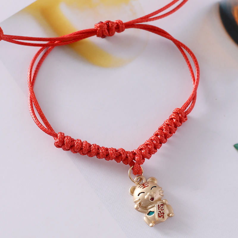 2022 Year Of The Tiger Red String Bracelet - Tiger Charm Zircon Jewelry, Chinese Zodiac Lucky Charm Gift For Women & Girls