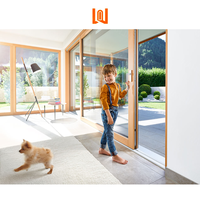 Portes françaises coulissantes de sécurité à double panneau Porte coulissante en bois revêtue d'aluminium verre transparent