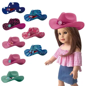 2024 Nieuwe Ontwerp Pop Cowboy Hoed Pop Decoratie Hoed Met Cowboy Cowgirl Stijl Modieuze Hoed Voor Speelgoedpop
