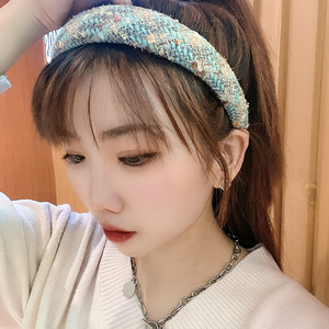 2023 ब्रांड नई डिजाइन कोरियाई रेट्रो Spongtop बाल बैंड सर्दियों महिलाओं के कपड़े लट बुना हुआ गद्देदार हेडबैंड Hairband - Product Image 4