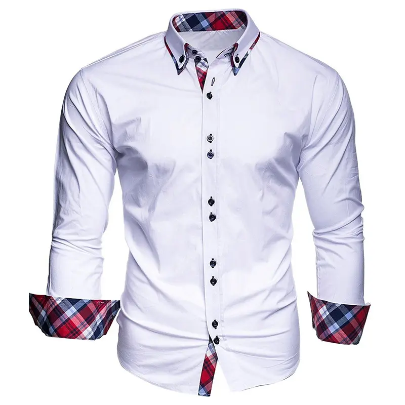 Classic Fit Casual Business Men Dress Shirt Men'S Long Sleeve Cotton plaid Slim Shirts for Men Dress Shirt chemise homme camisas