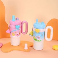 Vente en gros usine : Ensemble de thermos à eau en acier inoxydable 316, tasse isotherme jumbo de haute qualité avec motif graffiti de dessin animé et poignée pipette
