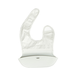 Silicone And Fabric Lined Baby Bib White Arc Type 0-12 Months For Feeding And Supplementary Food - Product Image 4