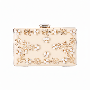 Sac de soirée féminin de luxe en tissu vintage avec strass, doublure en PU, style pochette artisanale pour mariages - Product Image 1