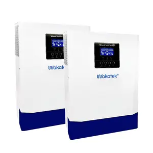 WAKATEK 220V 230V इनबिल्ट 80A MPPT प्रभारी नियंत्रक 5KW शुद्ध साइन लहर संकर सौर पलटनेवाला 7.5Kva 48V इनवर्टर