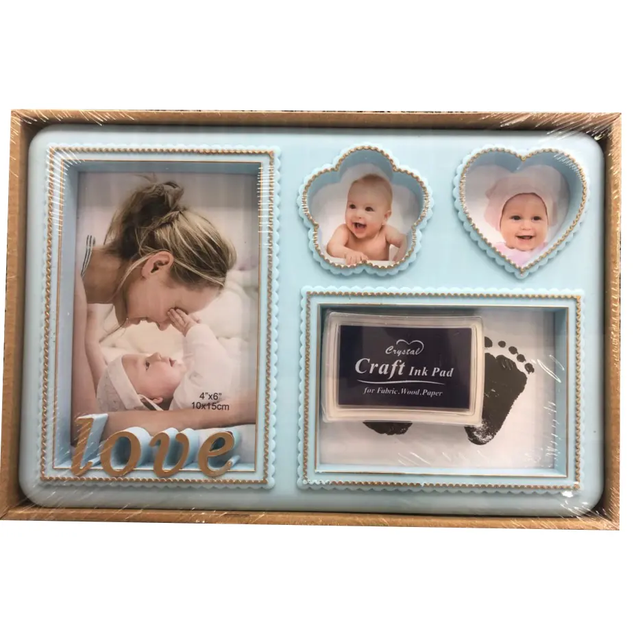 3D baby footprint picture frame as baby keepsake baby handprint and footprint kit wholesale paw print kit memorial gifts cadre