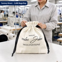 Sac à cordon en coton biologique avec logo personnalisé, vente en gros, pochette cadeau en mousseline de lin pour bijoux, sac anti-poussière, emballage écologique réutilisable
