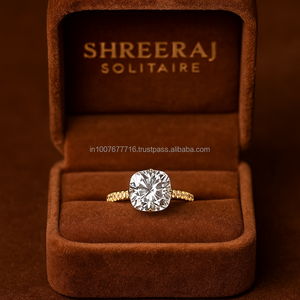 Anillo de Moissanita con Corte Cojín de Oro Sólido de 14K, Halo Oculto, Joyería de Lujo para Boda y Compromiso, Certificado IGI - Product Image 2