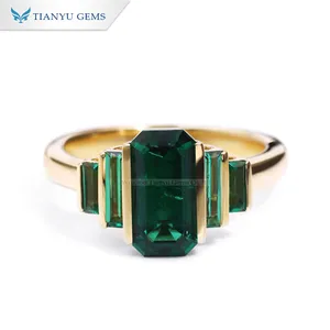 Yadis jewelry private custom 14k 18k yellow gold 5*10mm emerald ring for women party