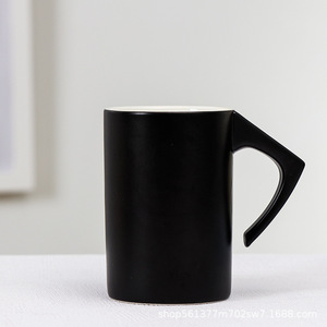 Creative Inverted <b>Ceramic</b> Mug White And Black Solid Color Gift Office Water <b>Cup</b> Coffee Milk <b>Cup</b> Advertising Logo Customizable - Product Image 2