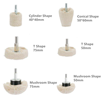 Champignon cône/colonne/boule/tampon en forme de T Roue de polissage en coton avec poignée de 1/4 "6pcs Set