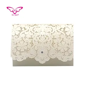 Papier clair perle ivoire classique emobossing et invitation de mariage en dentelle découpée au laser