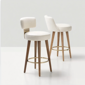 เก้าอี้บาร์ขาไม้สำหรับร้านอาหารโรงแรมเก้าอี้บาร์แบบหมุนได้ทันสมัย - Product Image 2