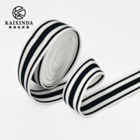 Vente en gros d'usine - Bande élastique rayée noire et blanche en nylon, haute élasticité, pour sous-vêtements, ceinture, ruban décoratif pour vêtements