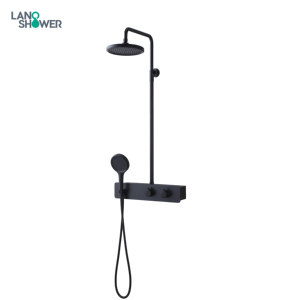 Ensemble <span class=keywords><strong>de</strong></span> <span class=keywords><strong>douche</strong></span> mural Lano avec pommeau <span class=keywords><strong>de</strong></span> <span class=keywords><strong>douche</strong></span> effet pluie, luxe, noir - Product Image 1