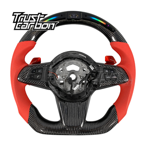 Volante Deportivo Personalizado de Fibra de Carbono con LED para <span class=keywords><strong>BMW</strong></span> <span class=keywords><strong>Z4</strong></span> E89 <span class=keywords><strong>2010</strong></span>-2017 SDrive 28i <span class=keywords><strong>30i</strong></span> 35is, con Empuñadura de Cuero Perforado Rojo - Product Image 1