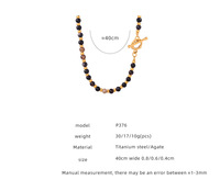 Collier en agate noire naturelle fait main avec fermoir OT, bijoux vintage de luxe léger en onyx pour femmes, vente en gros