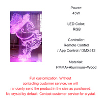 Lustre en cristal LED 3D unique de 45W avec fibre optique pour hall d'accueil, luminaire de plafond LED personnalisé en gros