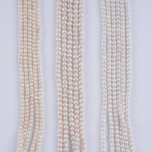 Perles d'eau douce blanches naturelles de 5-6 mm, perles à poinçonner pour la fabrication de bijoux faits main, produits semi-finis en gros - Product Image 1