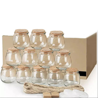 Mini Pots à Yaourt Vides Ronds à Large Ouverture, Bouteilles en Verre pour Pudding Contenants Alimentaires en Gros avec Couvercle en Liège