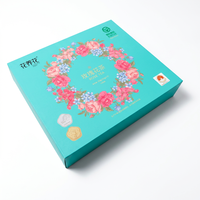 Boîte cadeau rigide en papier écologique sur mesure avec impression florale mate, gaufrage à chaud doré et revêtement UV pour la présentation de thé aux fleurs