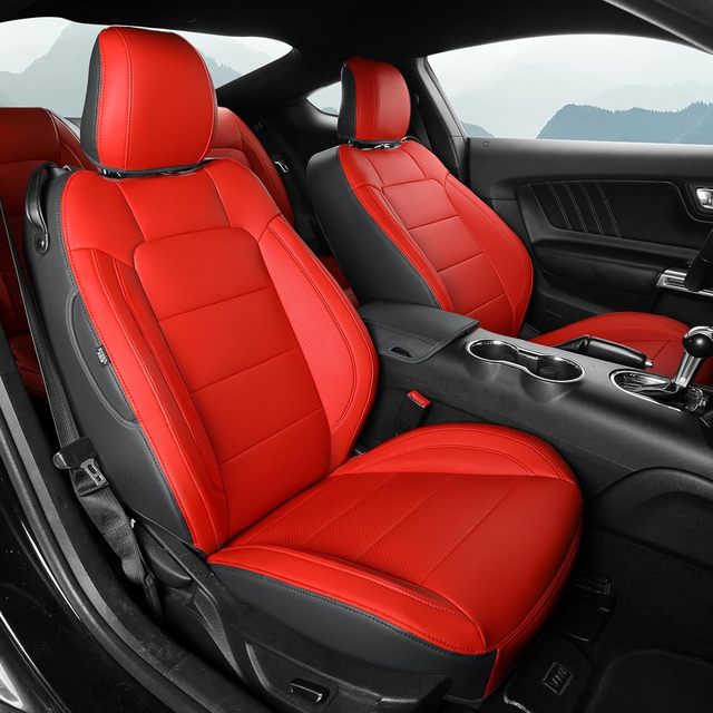 Sedan Car Custom Fit Car Seat Covers for Ford Mustang 2015-2024 Leather Full Set  Five Seats Protector Napa Leather