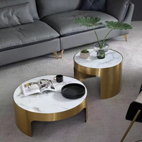 Tables basses de luxe au design nordique, ensemble de tables de salon modernes, plateau en marbre, table centrale et table d'appoint pour hôtel et usage domestique
