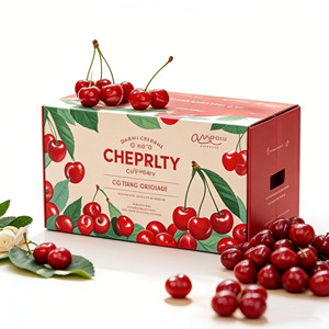 กล่องเชอร์รี่ลูกฟูกแข็งแรงทนทาน ผลิตจากวัสดุรีไซเคิล กันน้ำ เคลือบเงา/ด้าน พร้อมโลโก้สั่งทำ สำหรับการขนส่งและจัดเก็บผลไม้สด - Product Image 1