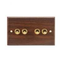 Interruptor de palanca de madera maciza de nogal LangYeao con palanca de latón, 10A 250V, placa de pared vintage retro con USB 5V 2.1A para el hogar y hoteles